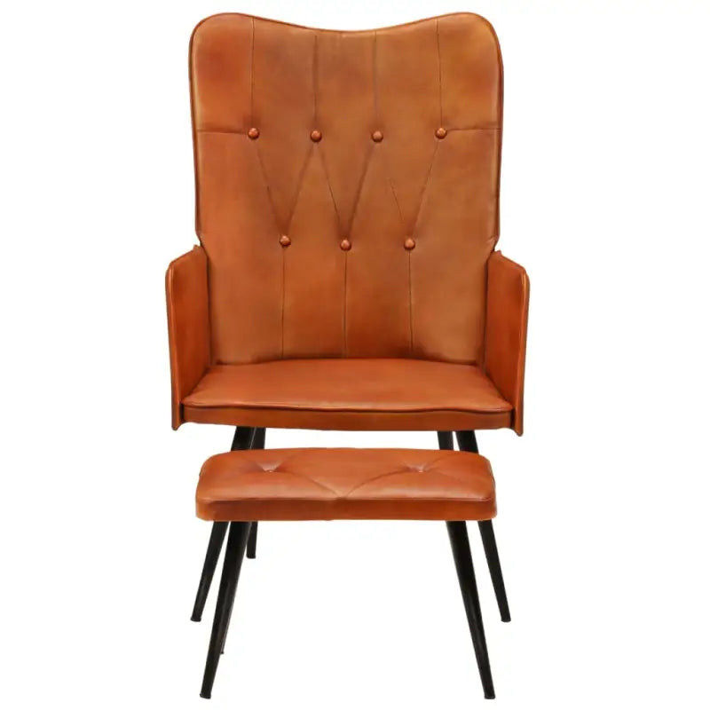 Echt leer fauteuil met voetenbank voor ontspanning in woonkamer of slaapkamer - Fauteuils & Relaxfauteuils