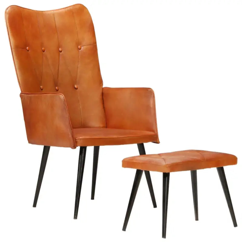 Echt leer fauteuil met voetenbank voor ontspanning in woonkamer of slaapkamer - Fauteuils & Relaxfauteuils