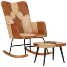 Echt leren schommelstoel met voetenbank voor ontspanning in huis - Bruin / 1 / Echt leer en canvas - Schommelstoelen