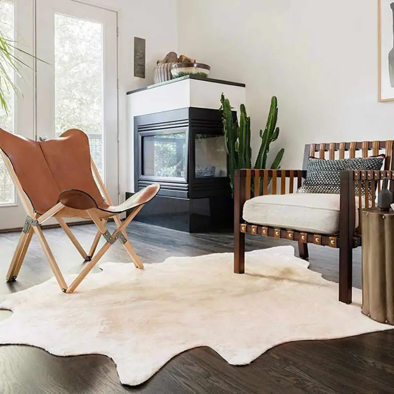 Echte koeienhuid vloerkleed voor een Western en wilde sfeer - Beige / 150 x 170 cm - Vloerkleden