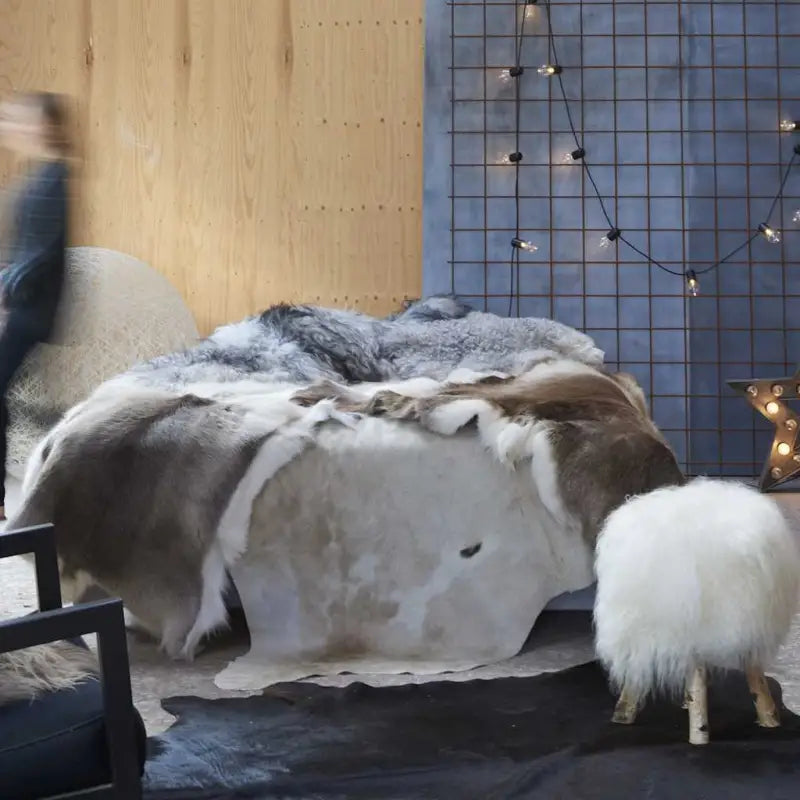 Echte koeienhuid vloerkleed voor een Western en wilde sfeer - Bruin en wit / 150 x 170 cm - Vloerkleden
