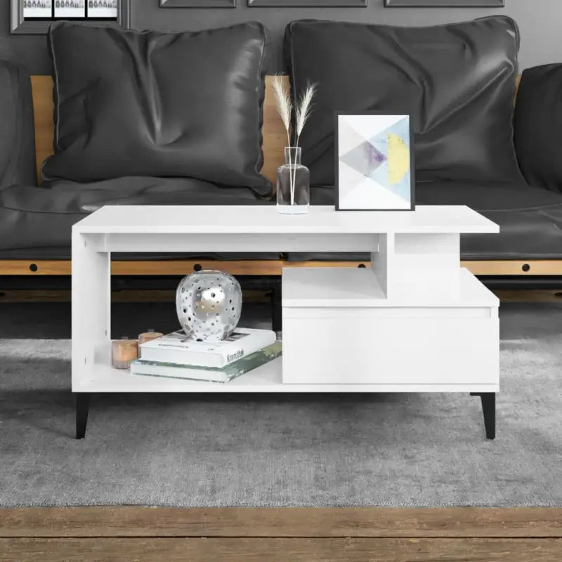 Echte salontafel met bewerkt hout voor een tijdloos interieur - Hoogglans wit / 1 - Salontafels