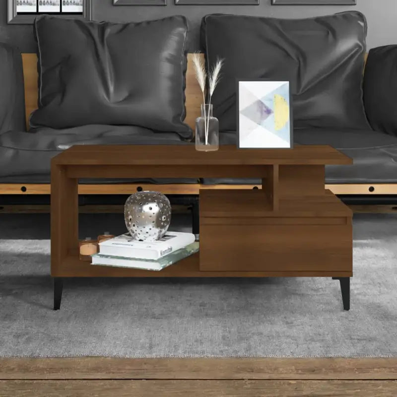 Echte salontafel met bewerkt hout voor een tijdloos interieur - bruin eikenkleur / 1 - Salontafels