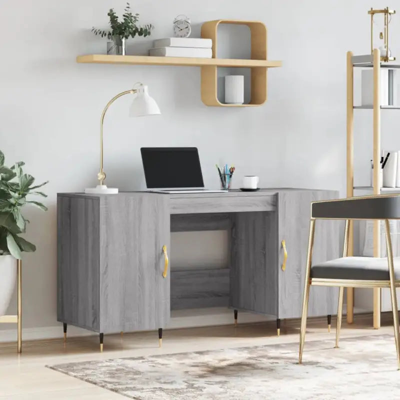 Eenvoudig bureau van bewerkt hout met elegante charme - Grijs sonoma - Bureaus
