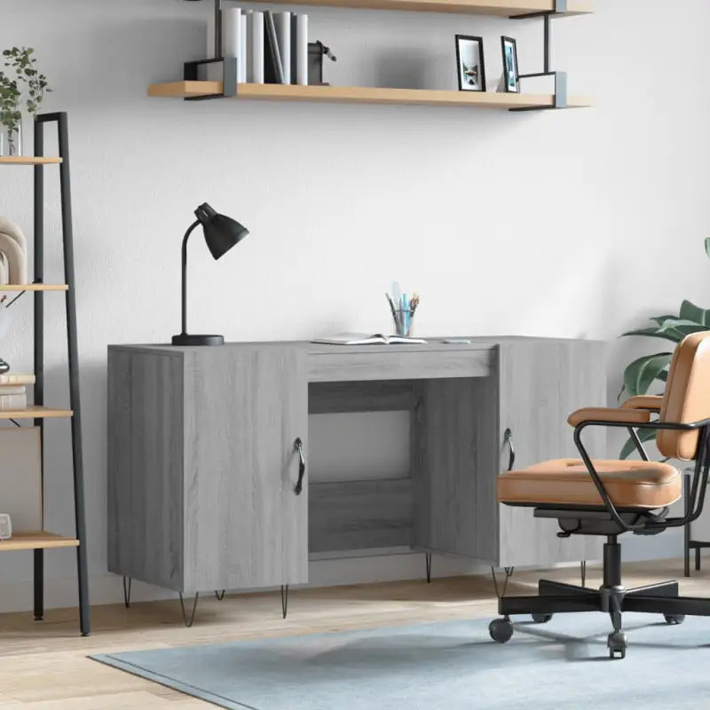 Eenvoudig bureau van bewerkt hout voor een elegante werkruimte - Grijs sonoma - Bureaus