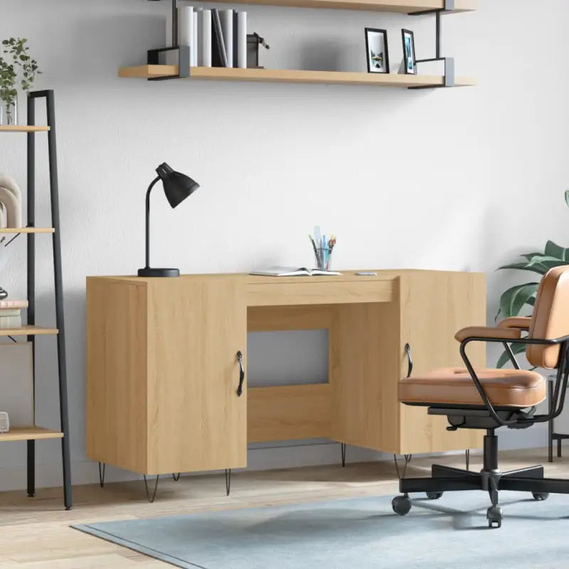Eenvoudig bureau van bewerkt hout voor een elegante werkruimte - Sonoma eiken - Bureaus