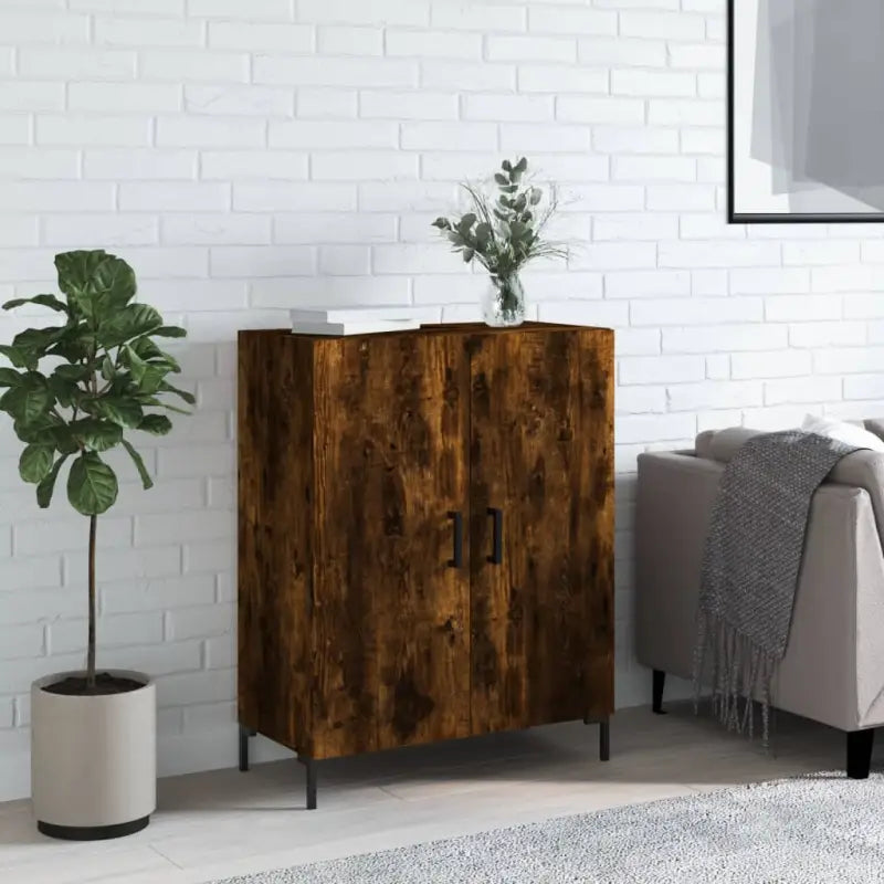 Eenvoudig dressoir van bewerkt hout in hoogglans wit - Gerookt eiken / 1 - Dressoirs & buffetkasten