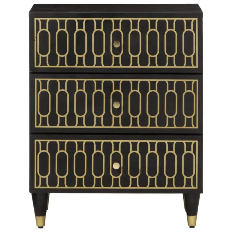 Eenvoudig nachtkastje met massief mangohout voor een elegante inrichting - Zwart / 1 - Nachtkastjes