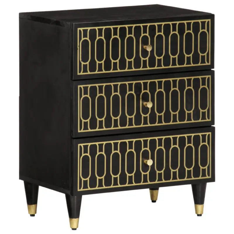 Eenvoudig nachtkastje met massief mangohout voor een elegante inrichting - Zwart / 1 - Nachtkastjes