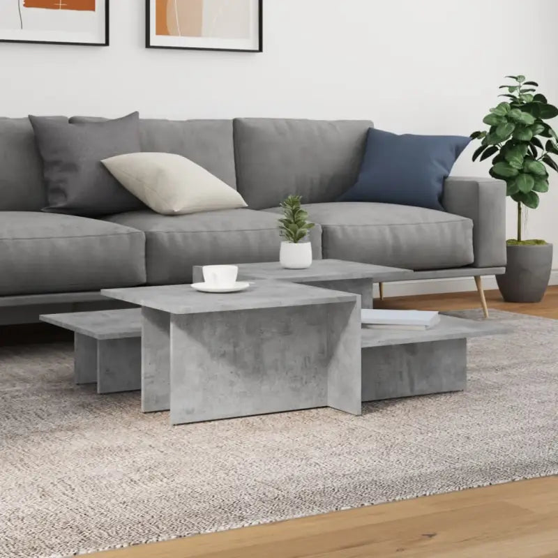 Eenvoudig schoon te maken salontafel met bewerkt hout - Betongrijs / 2 - Salontafels