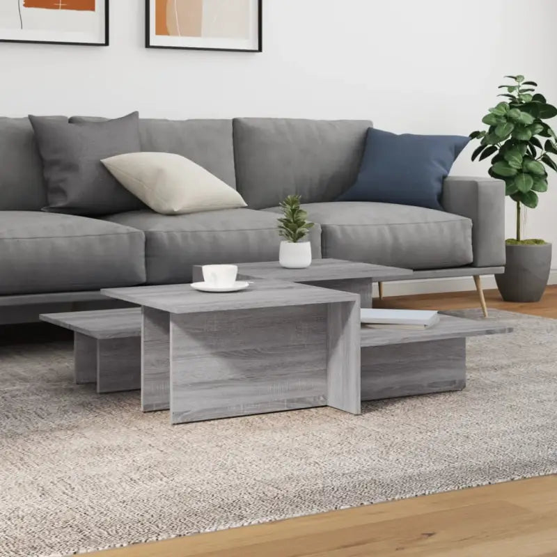 Eenvoudig schoon te maken salontafel met bewerkt hout - Grijs sonoma / 2 - Salontafels