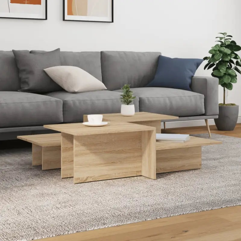 Eenvoudig schoon te maken salontafel met bewerkt hout - Sonoma eiken / 2 - Salontafels