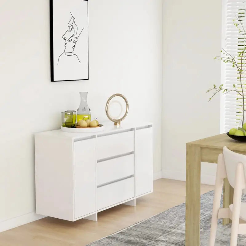 Eenvoudige Bezocht Bewerkt Hout Dressoir met Modern Design - Wit / 1 - Dressoirs & buffetkasten