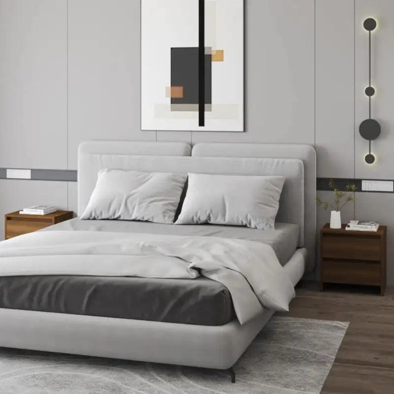 Eenvoudige nachtkastjes van bewerkt hout met tijdloos ontwerp - bruin eikenkleur / 2 - Nachtkastjes