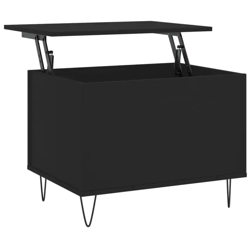 Eenvoudige salontafel met bewerkt hout en metalen poten - Salontafels