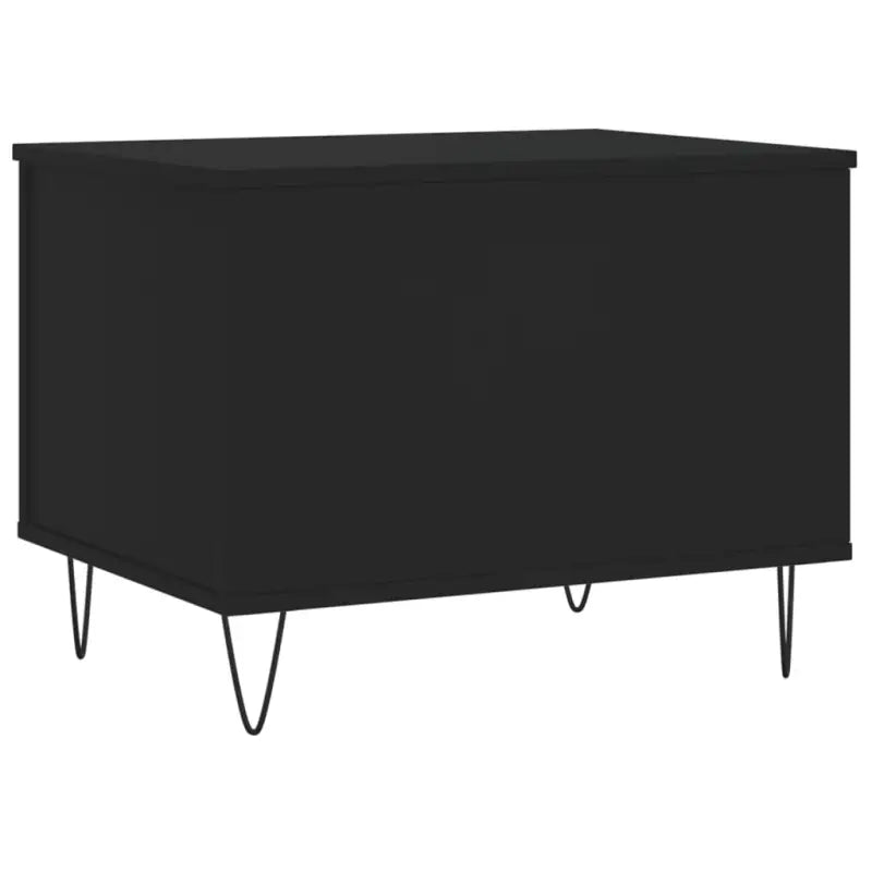 Eenvoudige salontafel met bewerkt hout en metalen poten - Salontafels