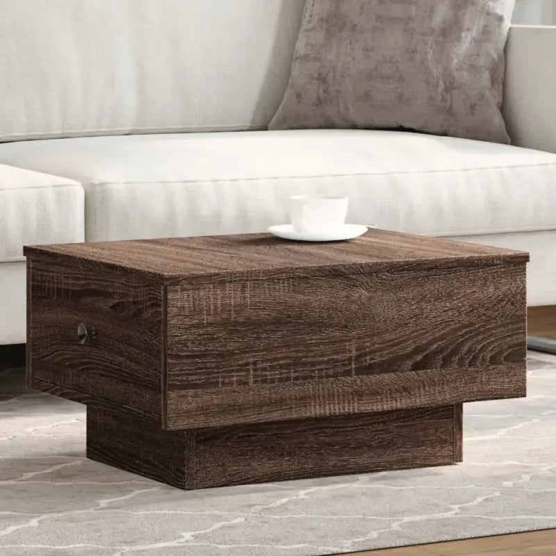 Eenvoudige salontafel van bewerkt hout met elegante afwerking - bruin eikenkleur / 60 x 45 x 31 cm / 1 - Salontafels