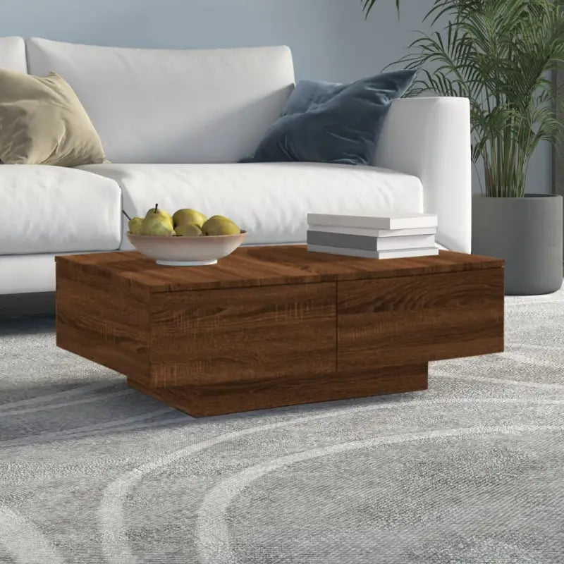 Eenvoudige salontafel van bewerkt hout met elegante afwerking - bruin eikenkleur / 90 x 60 x 31 cm / 1 - Salontafels