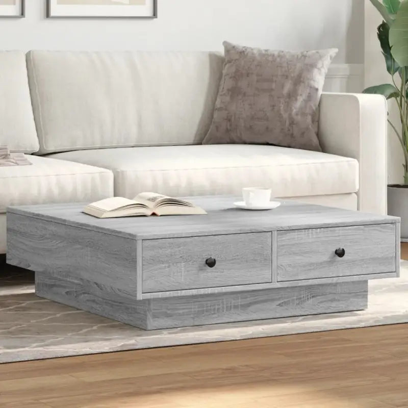 Eenvoudige salontafel van bewerkt hout met elegante afwerking - Grijs sonoma / 90 x 90 x 28 cm / 1 - Salontafels