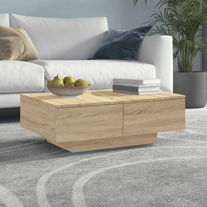 Eenvoudige salontafel van bewerkt hout met elegante afwerking - Sonoma eiken / 90 x 60 x 31 cm / 1 - Salontafels