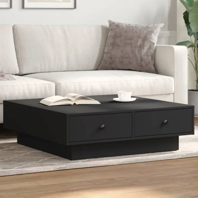 Eenvoudige salontafel van bewerkt hout met elegante afwerking - Zwart / 90 x 90 x 28 cm / 1 - Salontafels