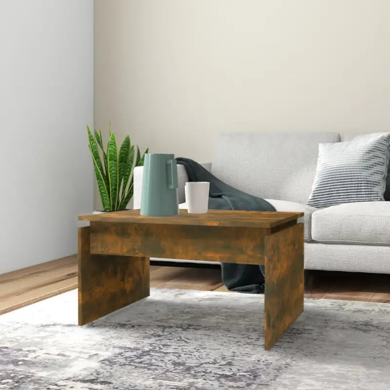 Eenvoudige salontafel van bewerkt hout met modern design - Gerookt eiken / 1 - Salontafels