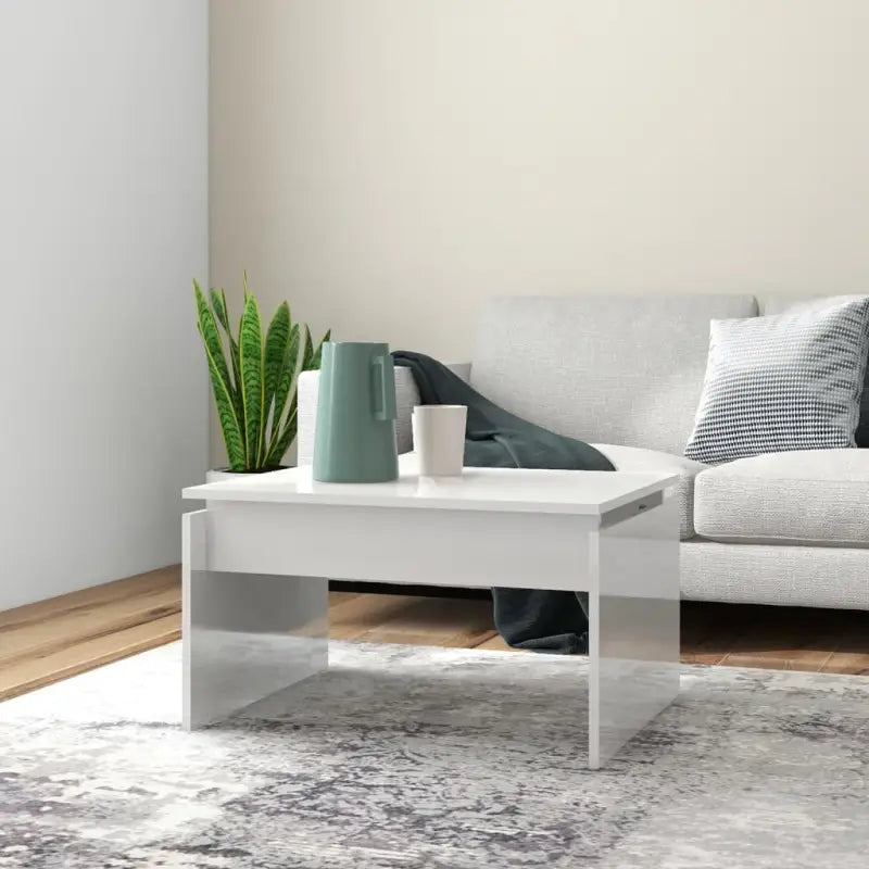 Eenvoudige salontafel van bewerkt hout met modern design - Hoogglans wit / 1 - Salontafels