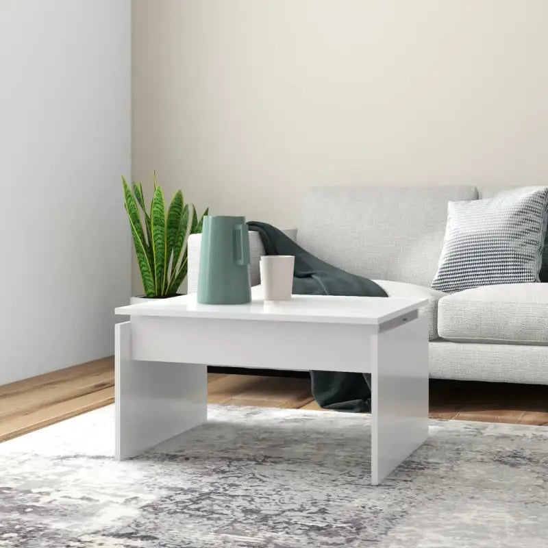 Eenvoudige salontafel van bewerkt hout met modern design - Wit / 1 - Salontafels
