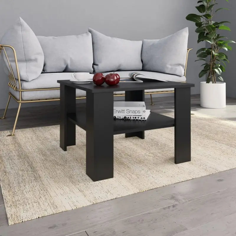 Eenvoudige salontafel van bewerkt hout voor een tijdloze uitstraling - Zwart / 1 - Salontafels