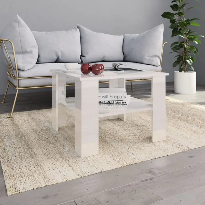 Eenvoudige salontafel van bewerkt hout voor een tijdloze uitstraling - Hoogglans wit / 1 - Salontafels