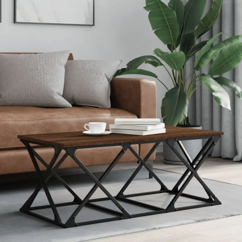 Eerlijke Salontafel met Behandeld Hout voor een elegante woonkamer - bruin eikenkleur / 1 - Salontafels