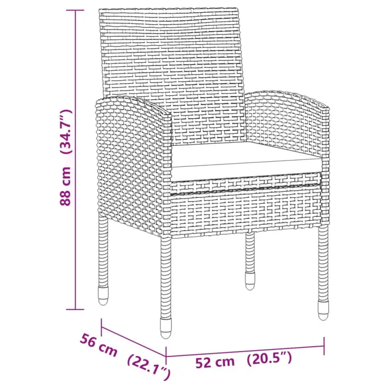 Eet- en lounge tuinset met massief acaciahout en waterdicht PE-rattan - Zwart en crème - Tuinsets