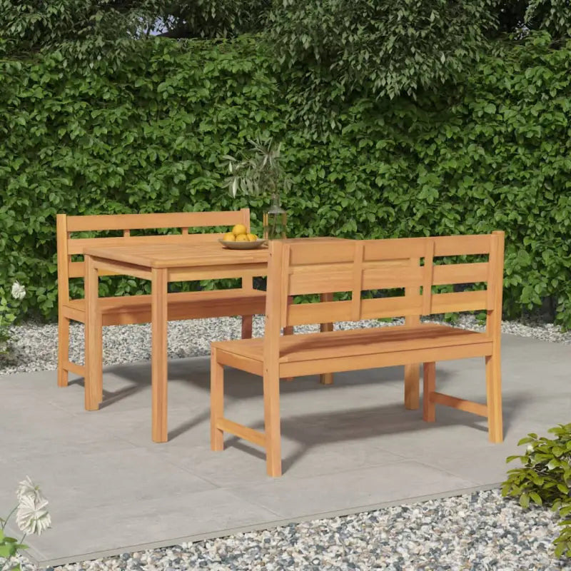 Eethoek in massief teakhout met stevig tafelblad en fijn geschuurd hout - 140 cm tafellengte / 2x Bank + Tafel