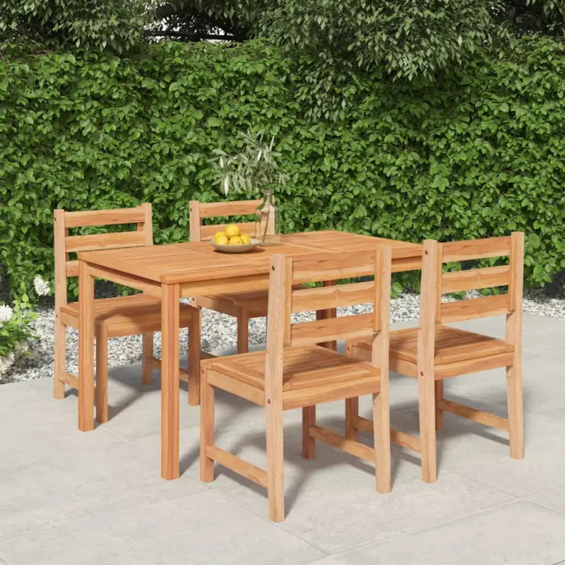 Eethoek in massief teakhout met stevig tafelblad en fijn geschuurd hout - 140 cm tafellengte / 4x stoel + tafel