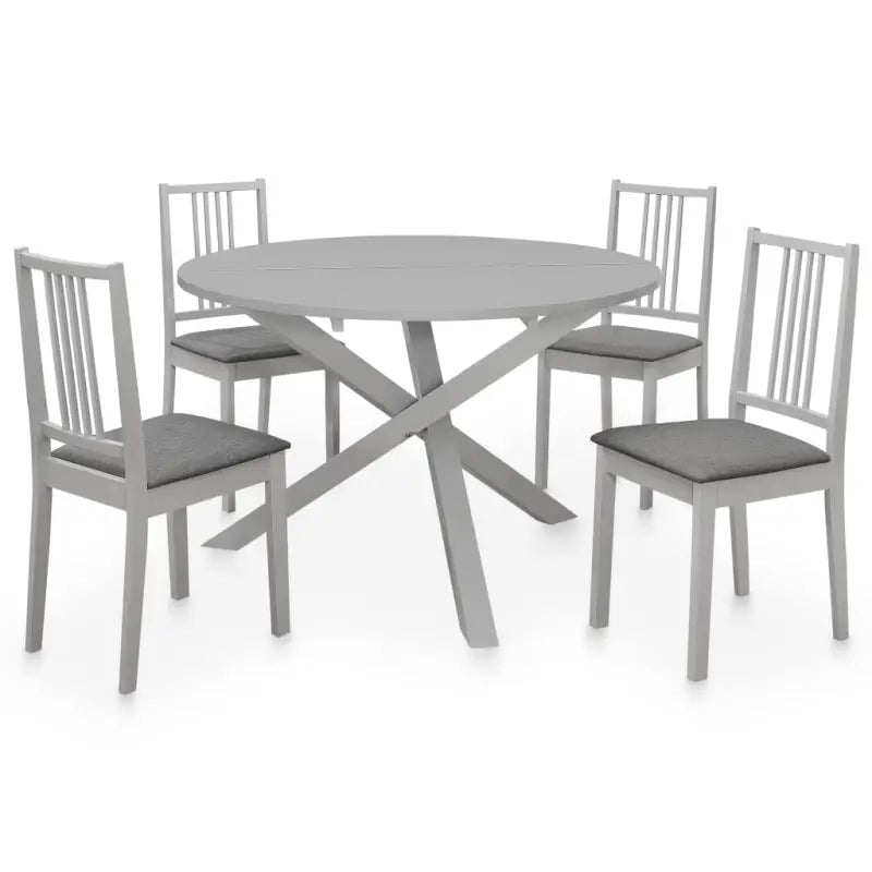 Eetkamer set met massief rubberwood inclusief levering bevat - Grijs / 5 - Eetkamersets