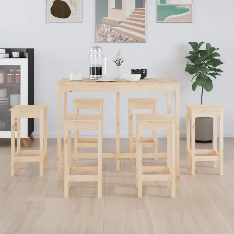 Eetkamerset met massief grenenhout voor gezellige diners en drinks - Naturel - Eetkamersets