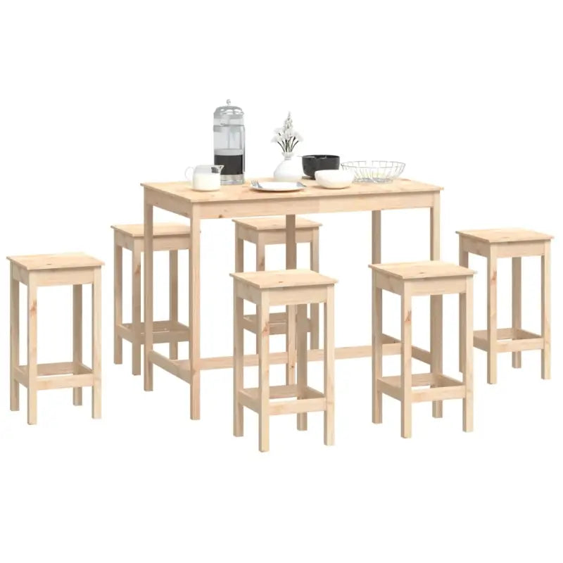 Eetkamerset met massief grenenhout voor gezellige diners en drinks - Eetkamersets