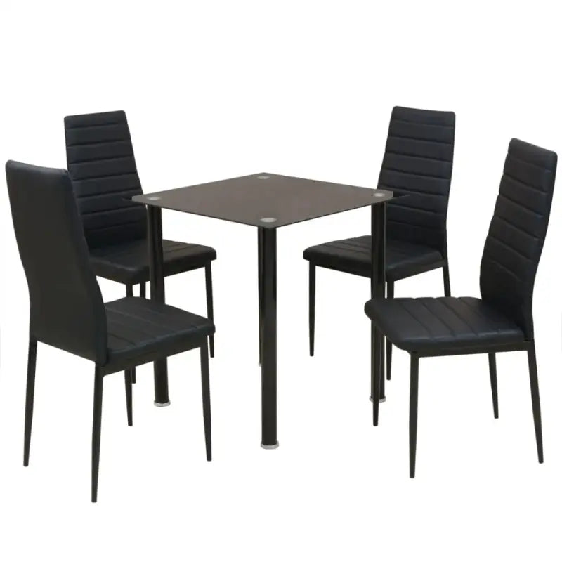 Eetkamerset met stalen frame en gehard glas voor een moderne uitstraling - Zwart / 5 - Eetkamersets