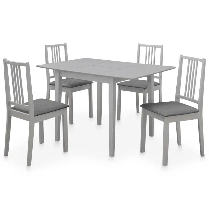 Eetkamerset van massief rubberwood met verlengbare tafel levering bevat - Grijs / 5 - Eetkamersets