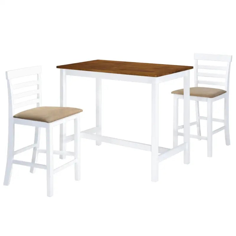Eetkamersets met massief houten poten en MDF tafelblad - Donkerbruin en wit / 3 - Eetkamersets