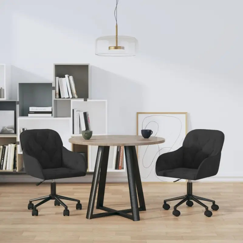 Eetkamerstoelen met comfort en hoogte armleuning in zacht fluweel - Zwart / 2 - Eetkamerstoelen