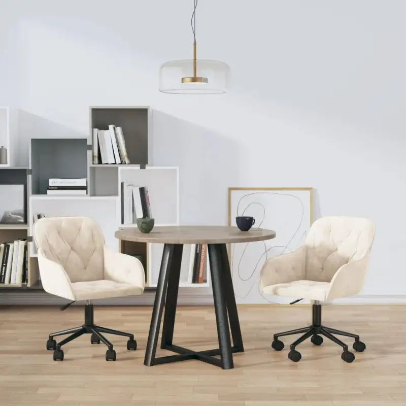 Eetkamerstoelen met comfort en hoogte armleuning in zacht fluweel - Crème / 2 - Eetkamerstoelen