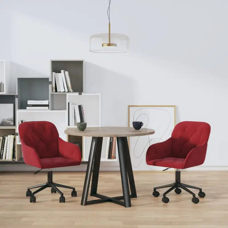 Eetkamerstoelen met comfort en hoogte armleuning in zacht fluweel - Wijnrood / 2 - Eetkamerstoelen