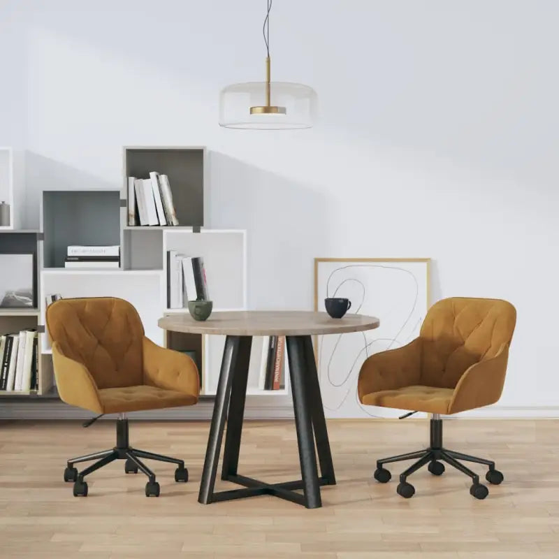 Eetkamerstoelen met comfort en hoogte armleuning in zacht fluweel - Bruin / 2 - Eetkamerstoelen