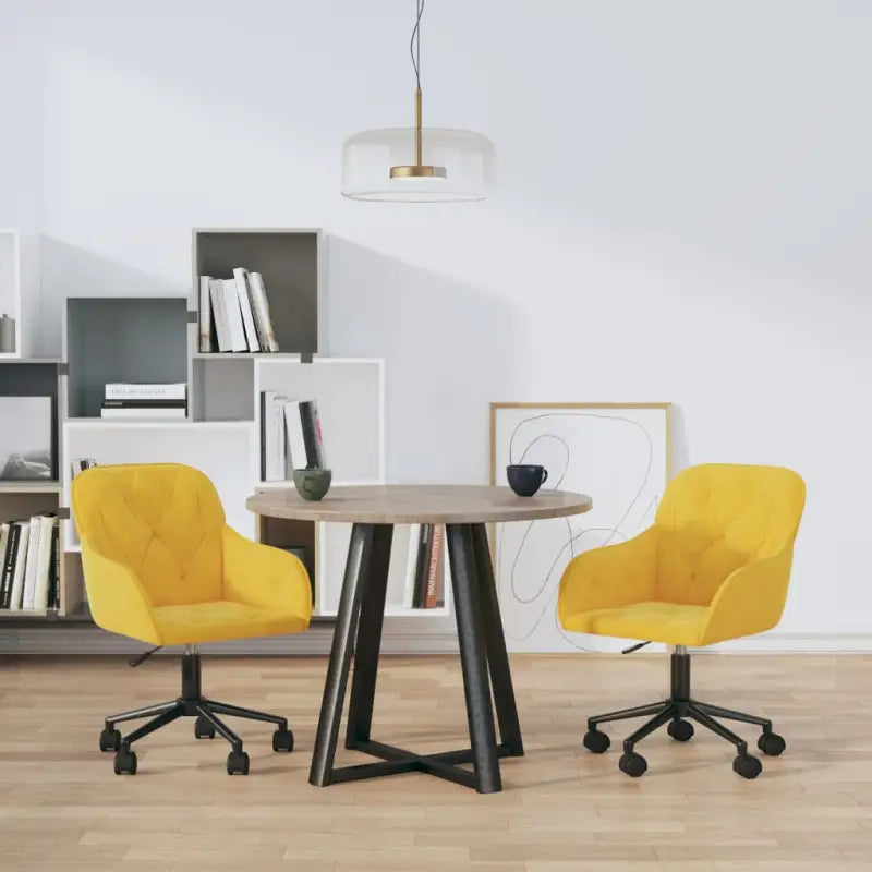 Eetkamerstoelen met comfort en hoogte armleuning in zacht fluweel - Geel / 2 - Eetkamerstoelen