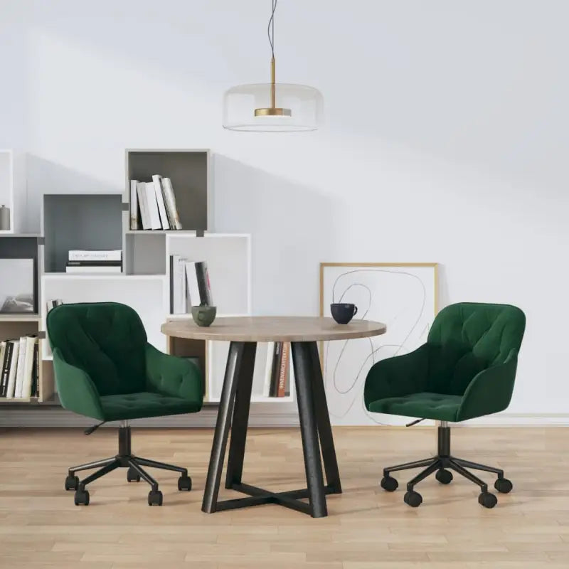 Eetkamerstoelen met comfort en hoogte armleuning in zacht fluweel - Donkergroen / 2 - Eetkamerstoelen