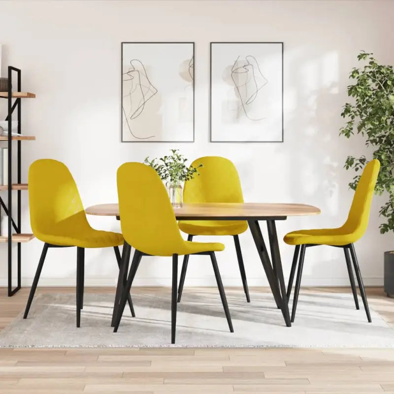 Eetkamerstoelen met een minimalistische en elegante uitstraling - Mosterdgeel / 4 - Eetkamerstoelen