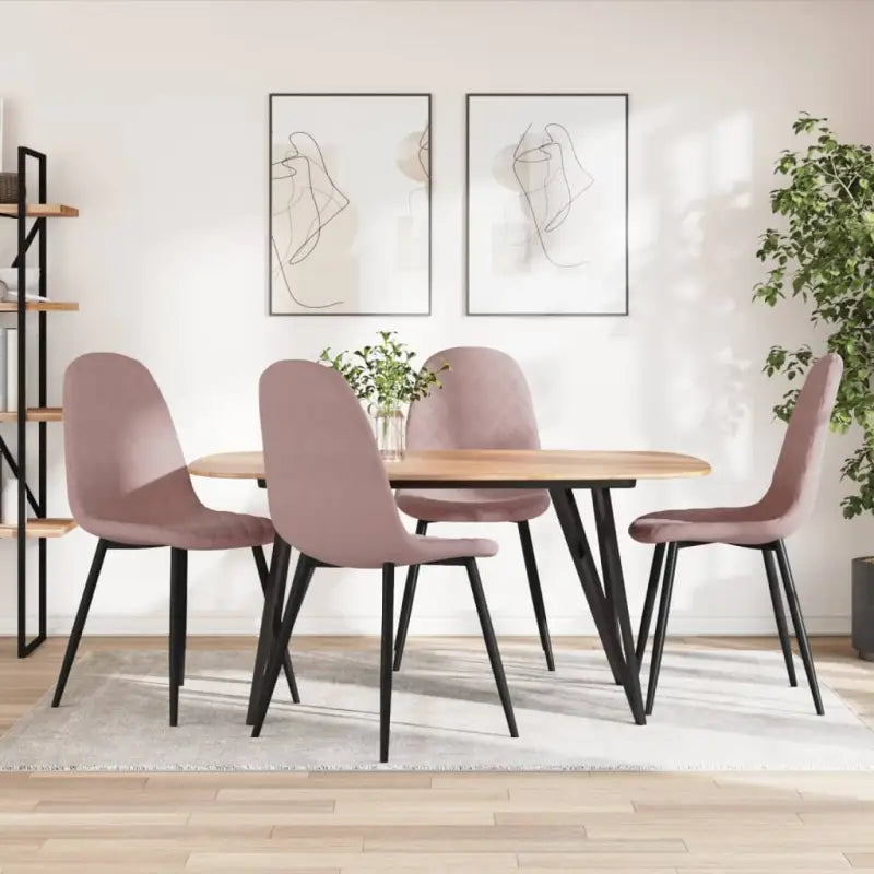 Eetkamerstoelen met een minimalistische en elegante uitstraling - Roze / 4 - Eetkamerstoelen