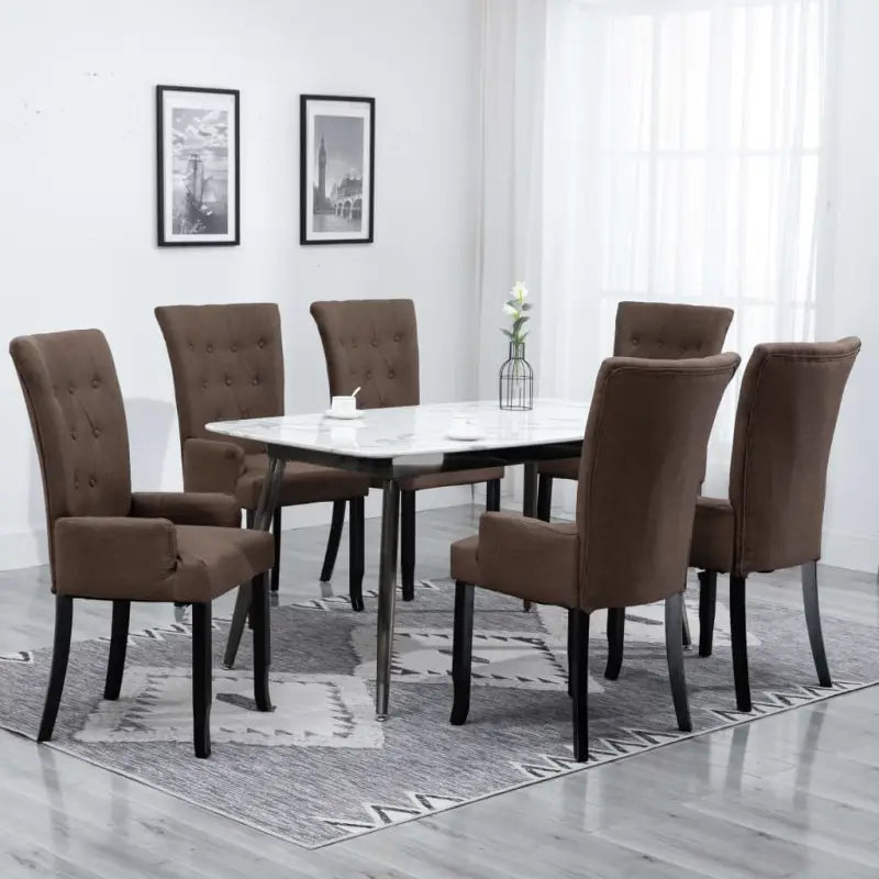 Eetkamerstoelen met zachte bekleding levering bevat een elegant design - Bruin / 6 - Eetkamerstoelen