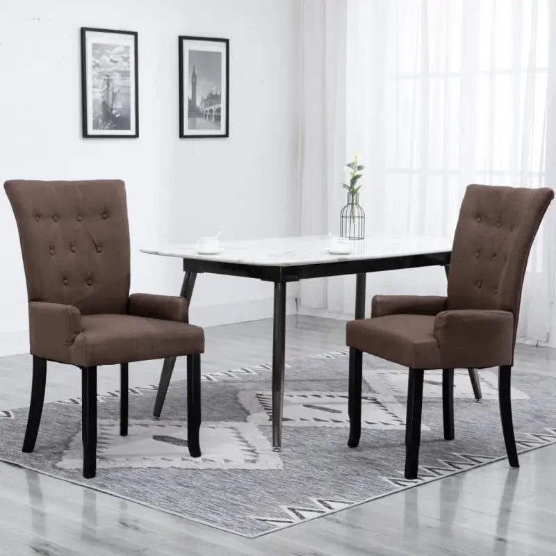 Eetkamerstoelen met zachte bekleding levering bevat een elegant design - Bruin / 1 - Eetkamerstoelen